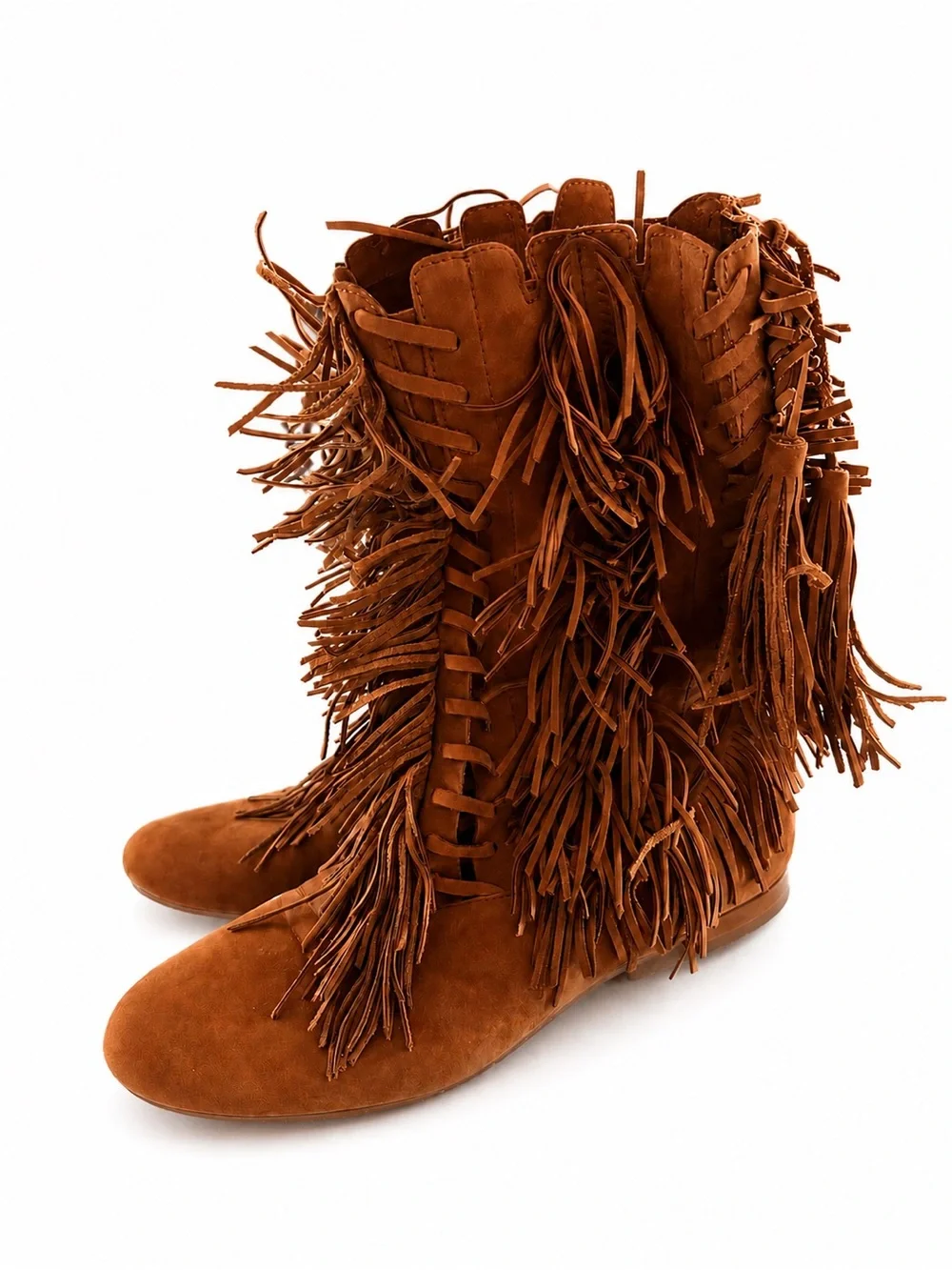 Zara Tan Suede Fringe Ankle Boots